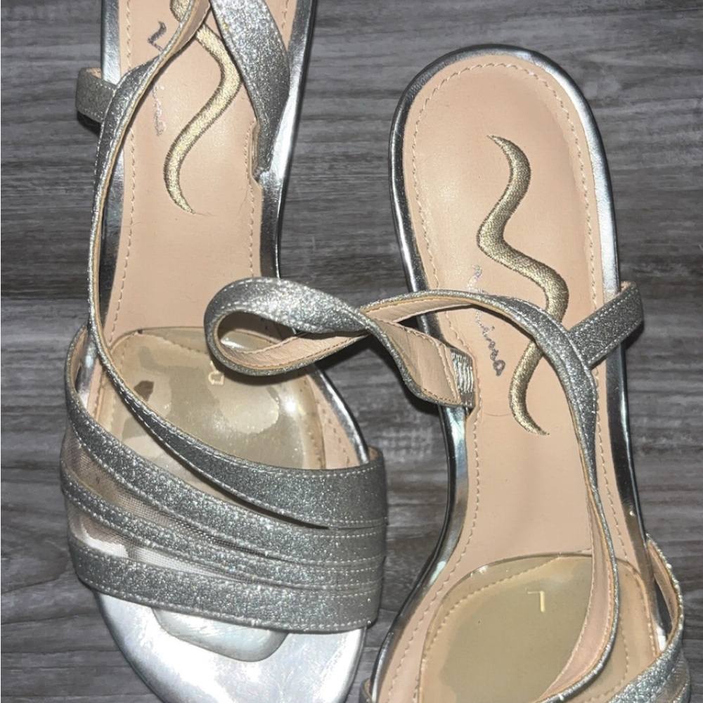 Nina Silver Heels with Straps - Picture 2 of 5